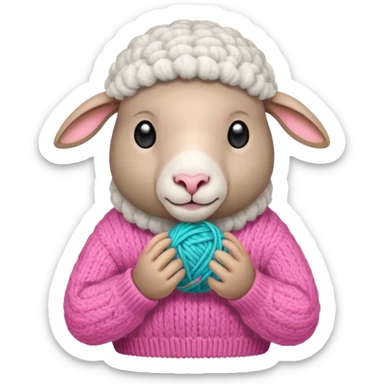 Sheep knitting yarn ball  sticker