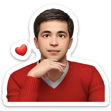 smiling boy in red sweater sticker