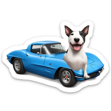 Bull terrier and blue C6 Corvette  sticker