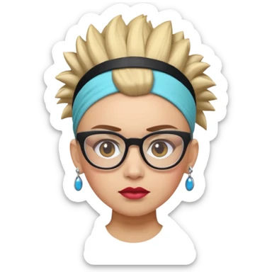 extreme mohawk person face headband glassess lots of makeup sticker