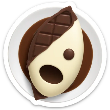 Chocolate and vanilla quenelle on glass plateemoji sticker