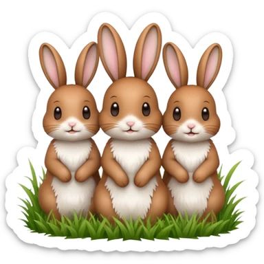 3 Bunny's standing in grass field happy looking foward sticker