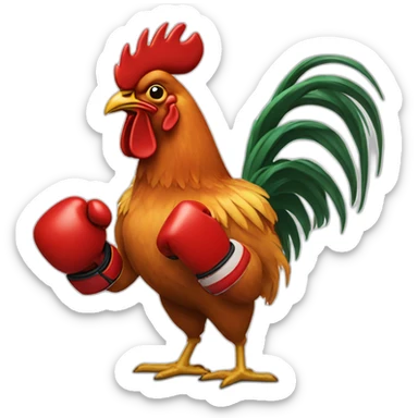 A rooster with boxing gloves sticker