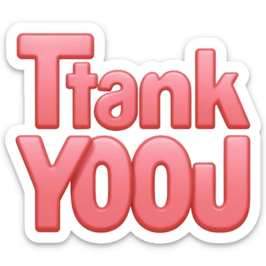 the words thank you in coral pink sticker