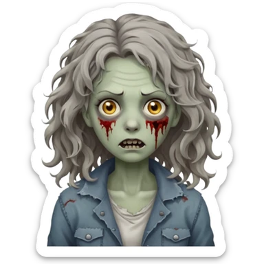 🧟‍♀️ zumbi de cabelo ondulado feminino  sticker