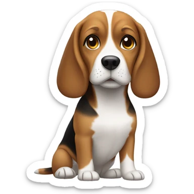 beagle with a girl long straight brown hair sticker