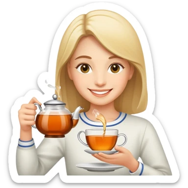 smiling person pouring tea sticker