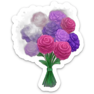 pink and purple glitter bouquet sticker