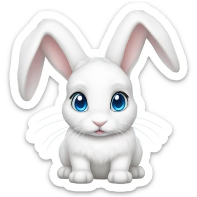 Full white, Lop eared bunny with blue eyes sticker