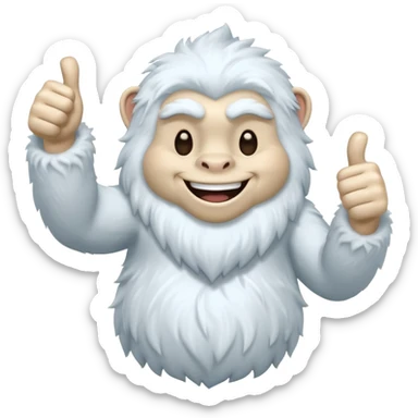 yeti, full body, full fur, thumbs up, smiling, winking sticker