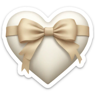 white heart with beige bow sticker