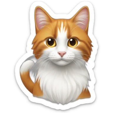 un chat roux et blanc poils long et un chat noir et blanc poils courts sticker