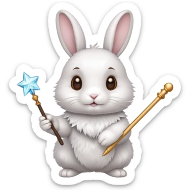 rabbit with magic wand sticker