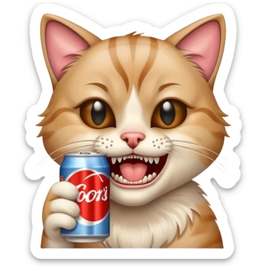 crying cat with human teeth and coors light sticker