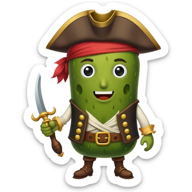 Pickle dressed as a pirate sticker