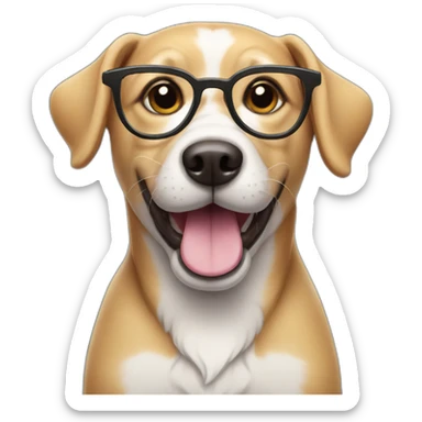 Dog with glasses smile sticker