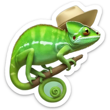 Chameleon with hat and rap sticker