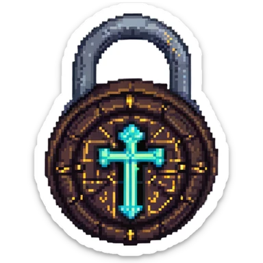 A fantasy magic lock with runes and glowing magical aura sticker
