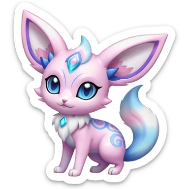 Shiny Exotic Cute Nebulae Ethereal Espeon-Sylveon-Meowstic-Hybrid-Creature with pattern-markings sticker