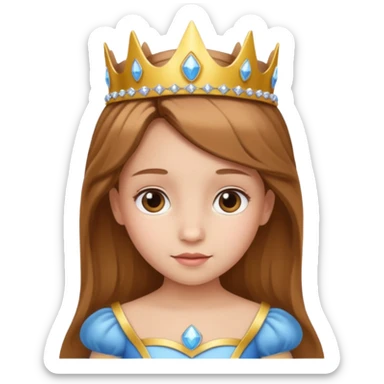 Child girl light brown hair in princess costume sticker