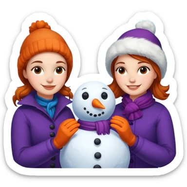Virginia Poe and Maria Clemm building a snowman sticker