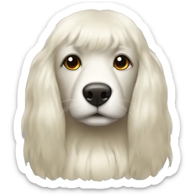 Black and ivory long hair ponski with brown eyes sticker