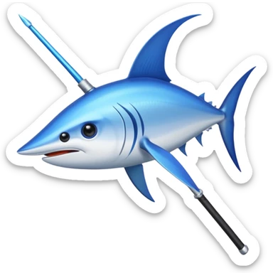 a swordfish with a long sharp blue stick on the tip of it's nose sticker