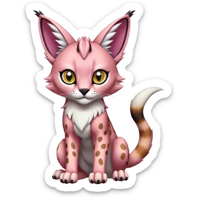 A pink lynx-caracal-serval-fakemon-Digimon-creature-hybrid sticker