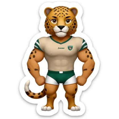 Jaguar wearing alumni rugby club t shirt  sticker