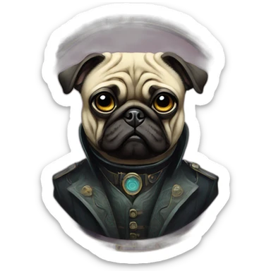 A cyberpunk pug in Art Nouveau style during 1910 sticker