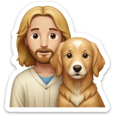  Jesus with 1 golden retrievers. One a brown and the other an all white golden retriever? sticker