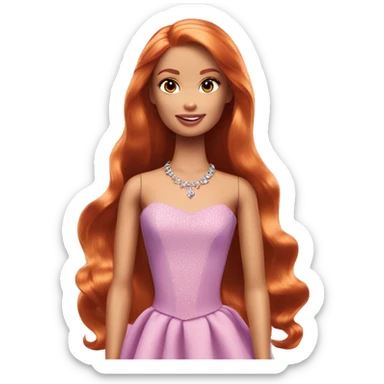 barbie princess amber eyes long ginger hair sticker