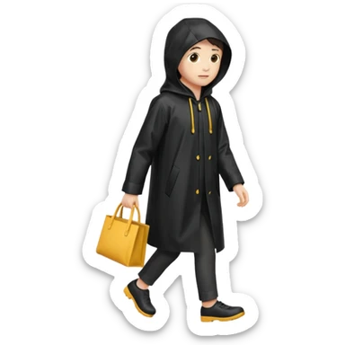 black Raincoat Pedestrian  sticker