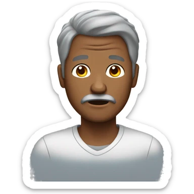 Brown skin man with gray hair, gray beard stressed sticker