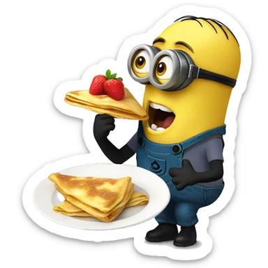 A minion eating crêpes sticker