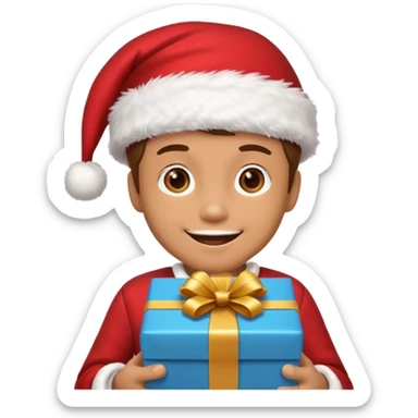 create a realistic emoji of a packaging woker under a christmas tree sticker