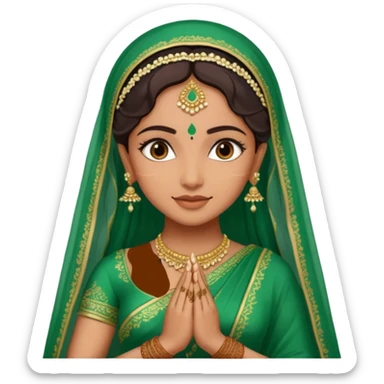 bride in mehendi Ceremony in green saree standing sticker