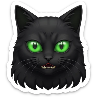 scary black cat with fur raised and back arched sticker