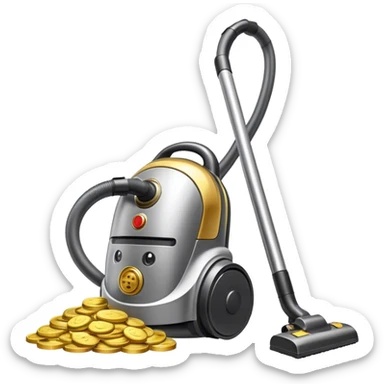 vacuum sucking up gold sticker