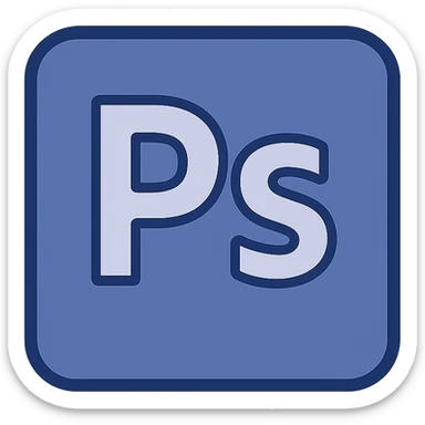 Photoshop application icon, modern, clean, flat design, minimal color palette, vector style sticker