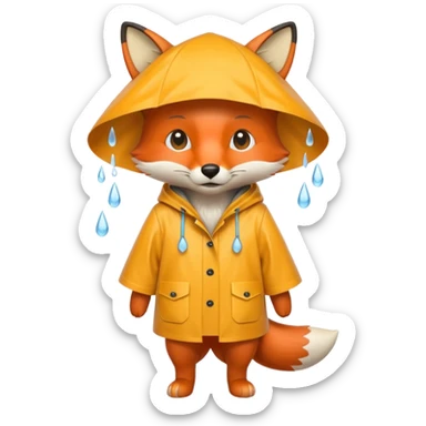 fox wearing a raincoat sticker