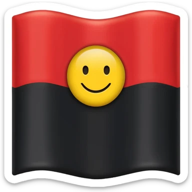 A wawy black and red rectangle with medium sized yellow circle in the middle flag sticker