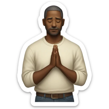 casual portrait of a man praying for the wild fire victims of LA sticker