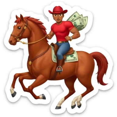 red horse agressive running money on on the saddle sticker