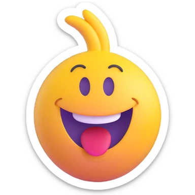 goofy classic emoji with playful expression, bright yellow, big smile sticker
