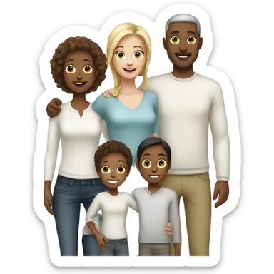 White family with parents 4 girs 1 boy sticker