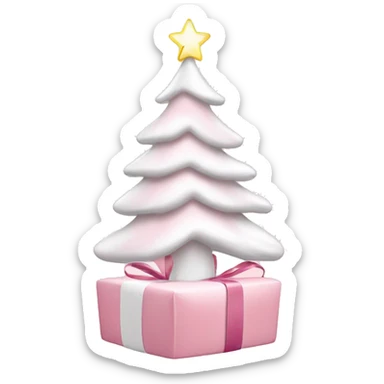 Light pink Christmas gifts under a white Christmas tree  sticker