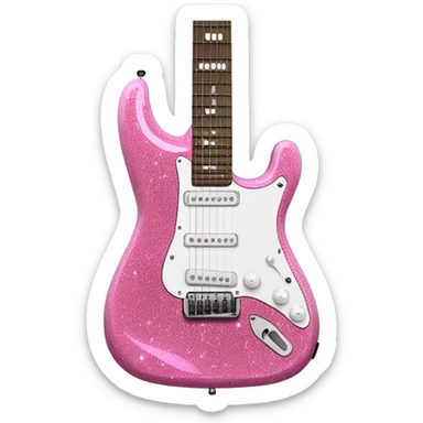 Pink glitter electric guitar  sticker