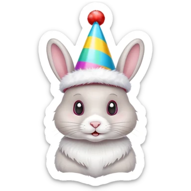 rabbit wearing party hat sticker