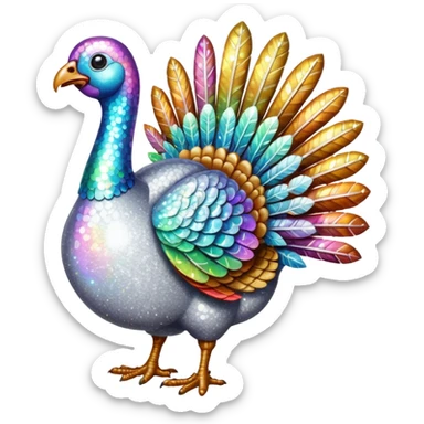 White glitter turkey sticker